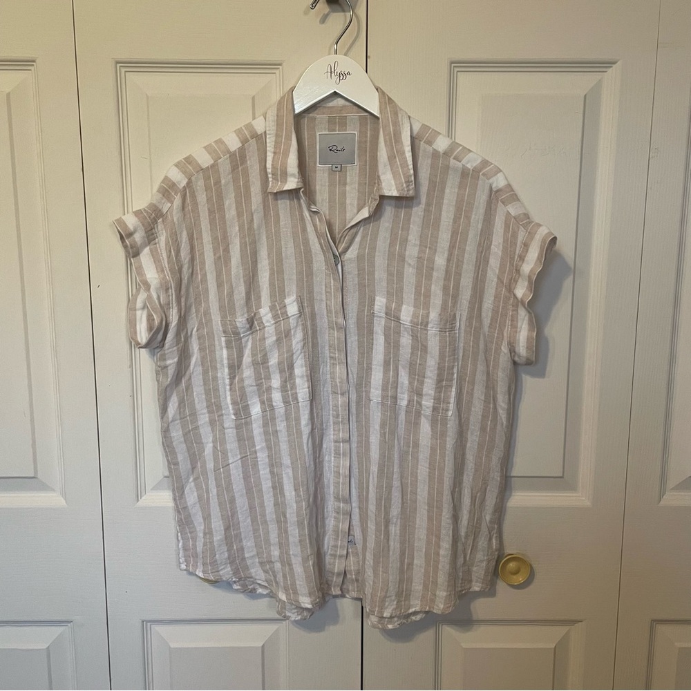 Rails Tan and White Casual Button Down Shirt